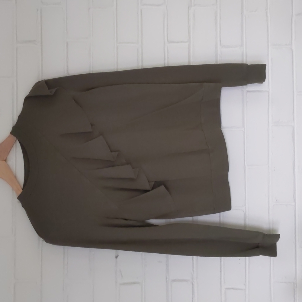 Olive green long-sleeved Target brand ruffle sweatshirt